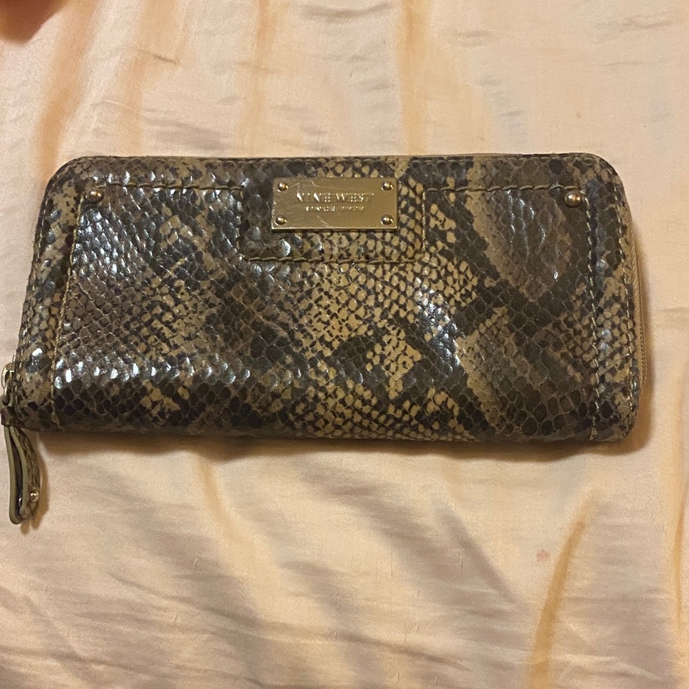 Nine West Brown Snake Pattern Clutch